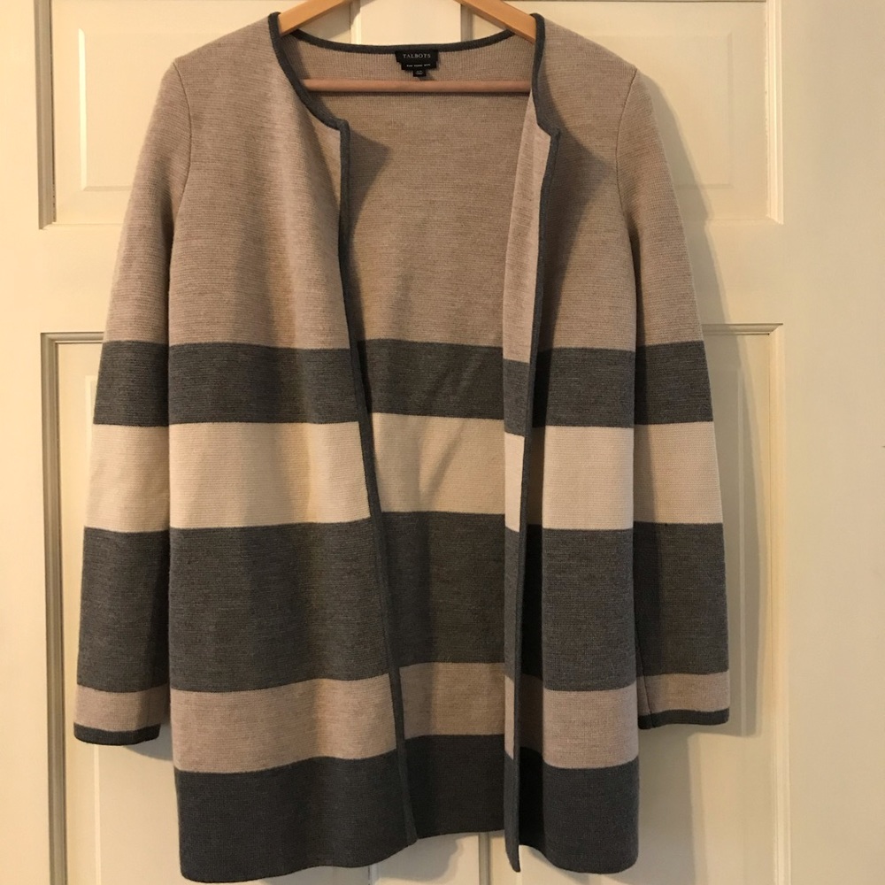 Talbots never worn stripe sweater coat XS